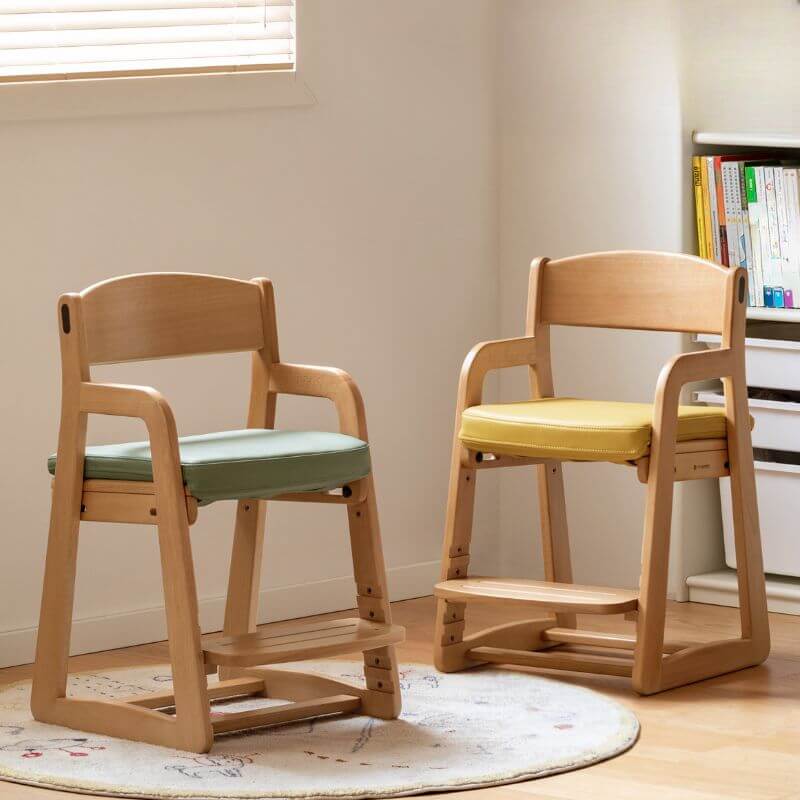 Upholstered Wood Frame Chair with Arms and Adjustable Height Main Product Image Main image