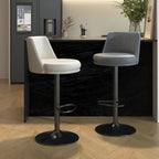 Velvet Ergonomic Swivel Bar Stool with Adjustable Height and Footrest