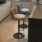 Velvet Ergonomic Swivel Bar Stool with Adjustable Height and Footrest Main Product Image