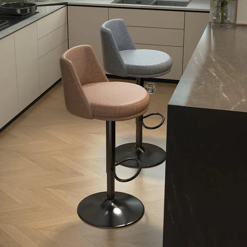 Velvet Ergonomic Swivel Bar Stool with Adjustable Height and Footrest Main Product Image