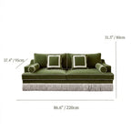 Velvet Fringe Chair-Inspired Sofa with Solid Wood Frame, Vintage Green Dimensions