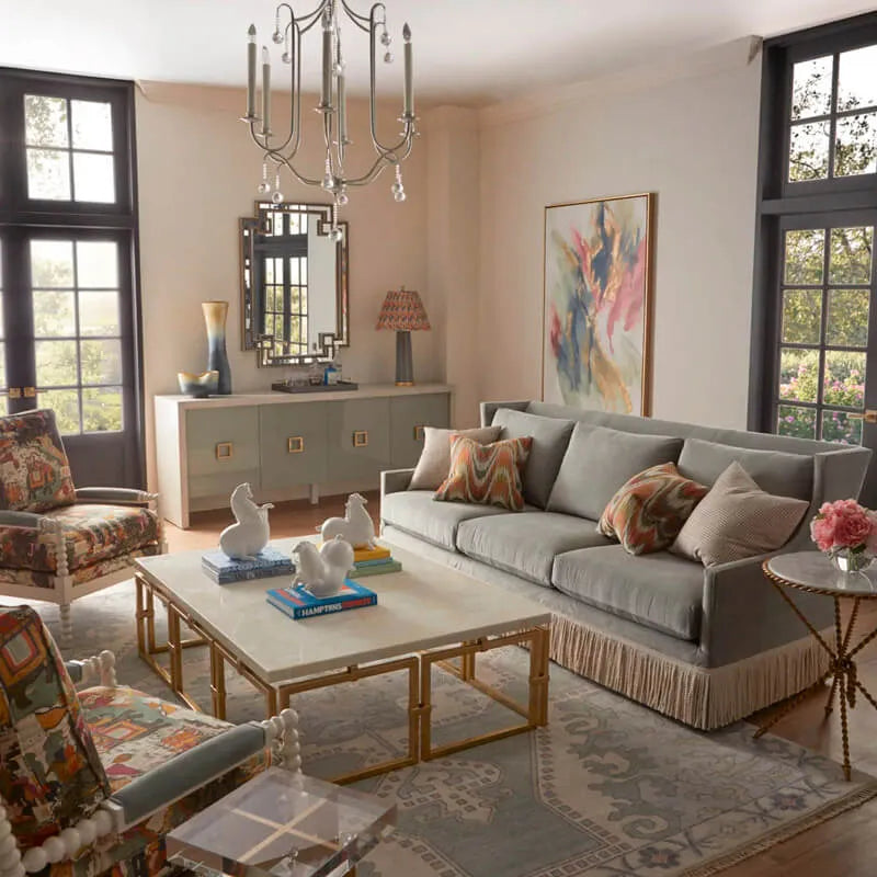 Velvet Fringe Sofa Series With Solid Wood Frame and French Vintage Silhouette