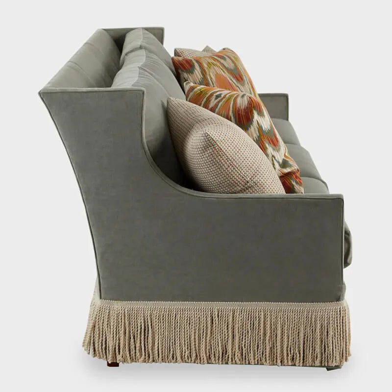Velvet Fringe Sofa Series With Solid Wood Frame and French Vintage Silhouette