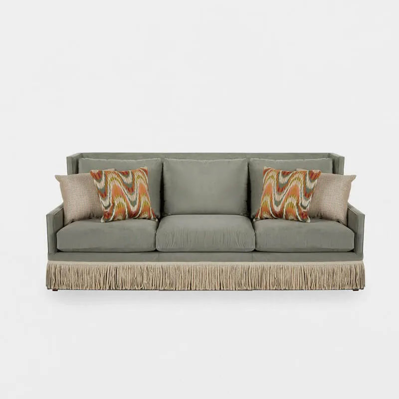 Velvet Fringe Sofa Series With Solid Wood Frame and French Vintage Silhouette