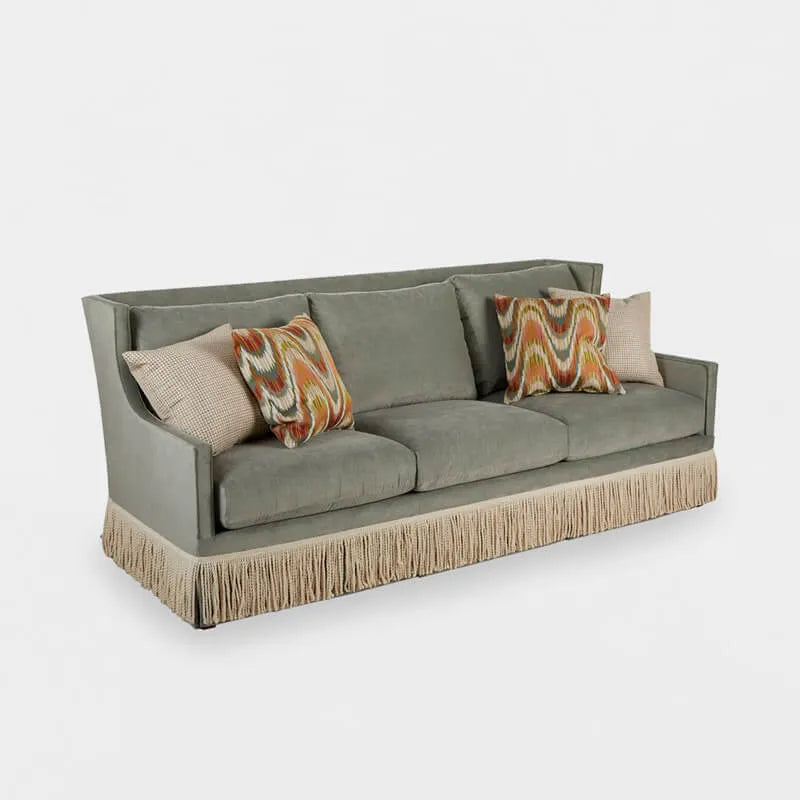 Velvet Fringe Sofa Series With Solid Wood Frame and French Vintage Silhouette