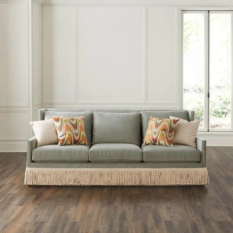 Velvet Fringe Sofa Series With Solid Wood Frame and French Vintage Silhouette Main Product Image Main image