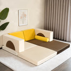Velvet Modular Play Sofa with Block Forms for Reading Nooks