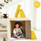 Velvet Modular Play Sofa with Block Forms for Reading Nooks