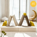 Velvet Modular Play Sofa with Block Forms for Reading Nooks