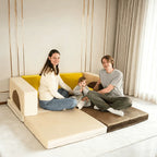 Velvet Modular Play Sofa with Block Forms for Reading Nooks