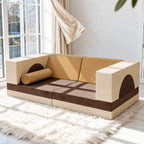 Velvet Modular Play Sofa with Block Forms for Reading Nooks