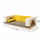 Velvet Modular Play Sofa with Block Forms for Reading Nooks Dimensions