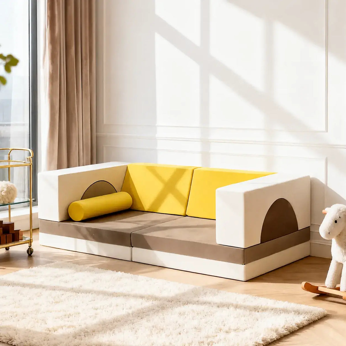Velvet Modular Play Sofa with Block Forms for Reading Nooks Main Product Image Hauptbild
