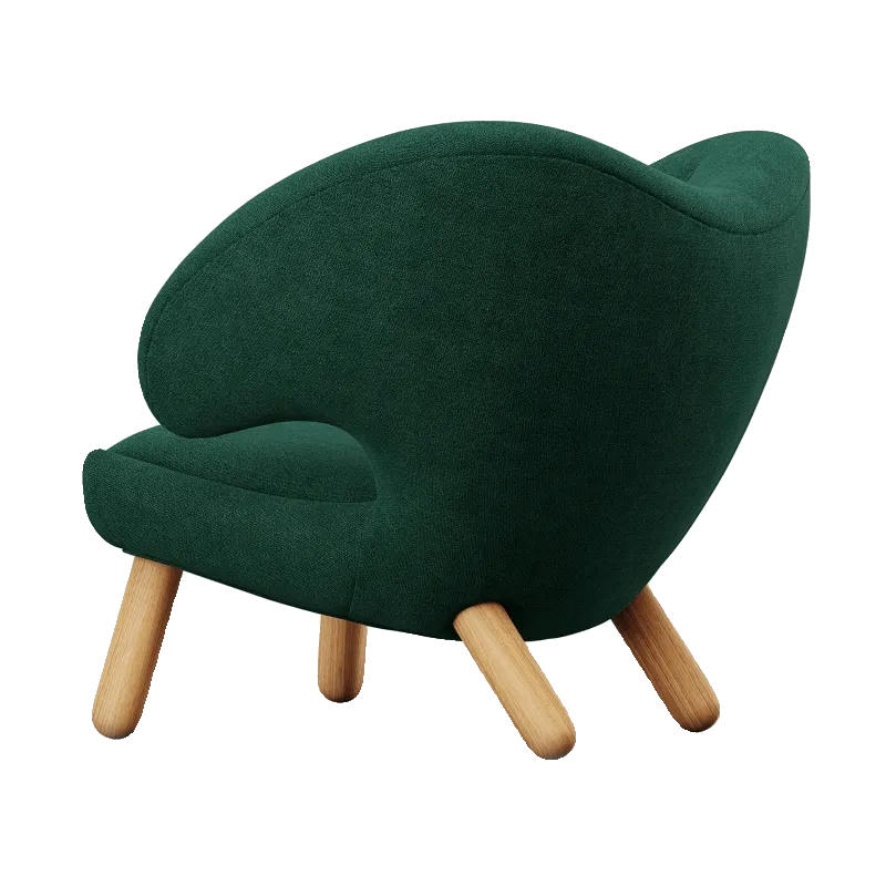 Velvet Pelican Chair With Winged Back, Walnut-Tone Legs for Reading Nooks