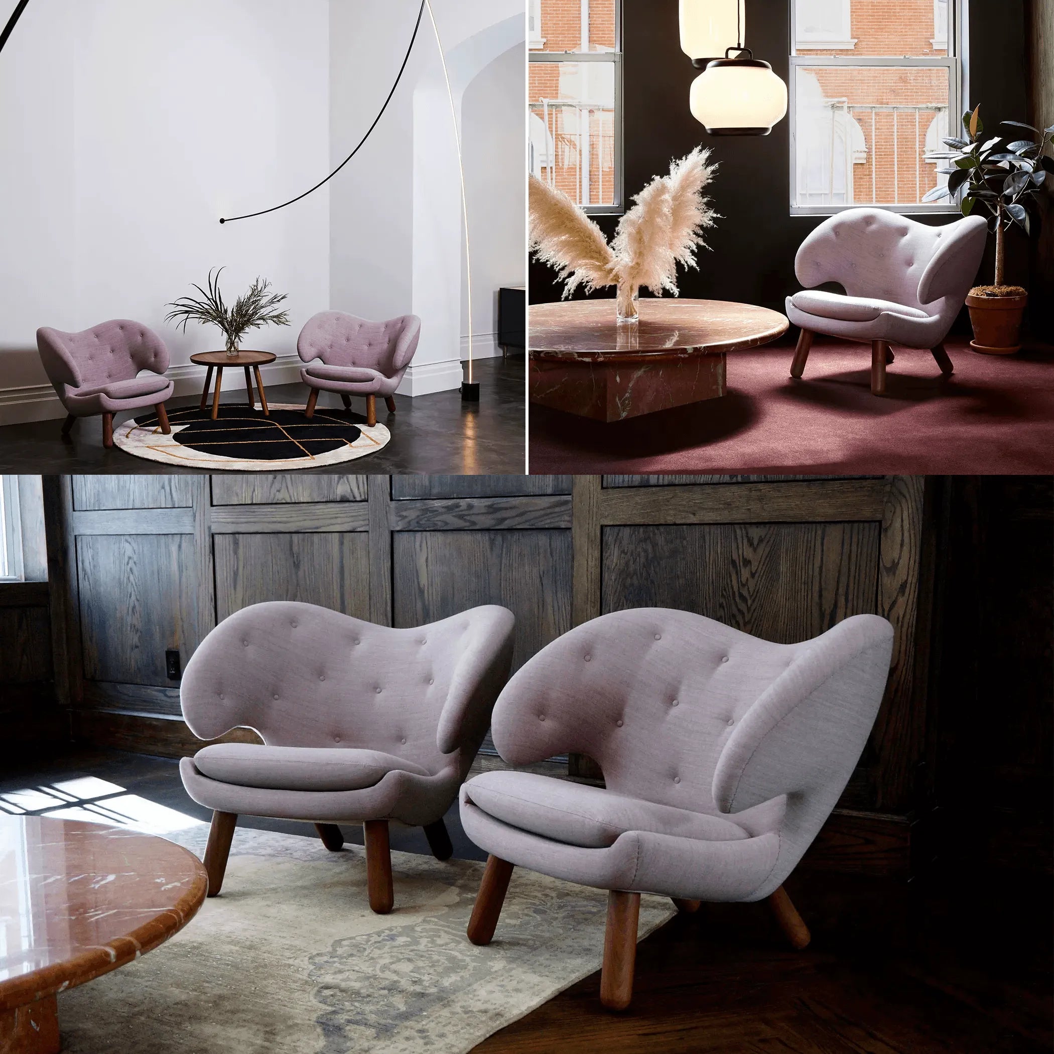Velvet Pelican Chair With Winged Back, Walnut-Tone Legs for Reading Nooks