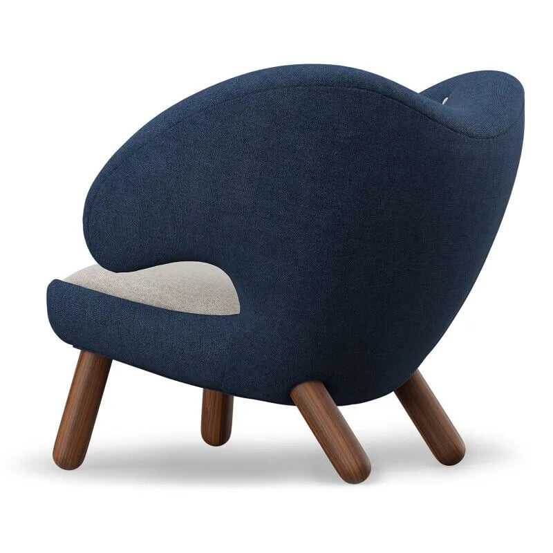 Velvet Pelican Chair With Winged Back, Walnut-Tone Legs for Reading Nooks