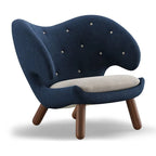 Velvet Pelican Chair With Winged Back, Walnut-Tone Legs for Reading Nooks Main Product Image