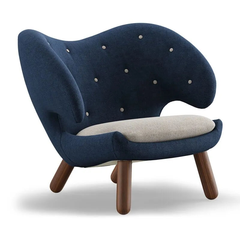 Velvet Pelican Chair With Winged Back, Walnut-Tone Legs for Reading Nooks Main Product Image