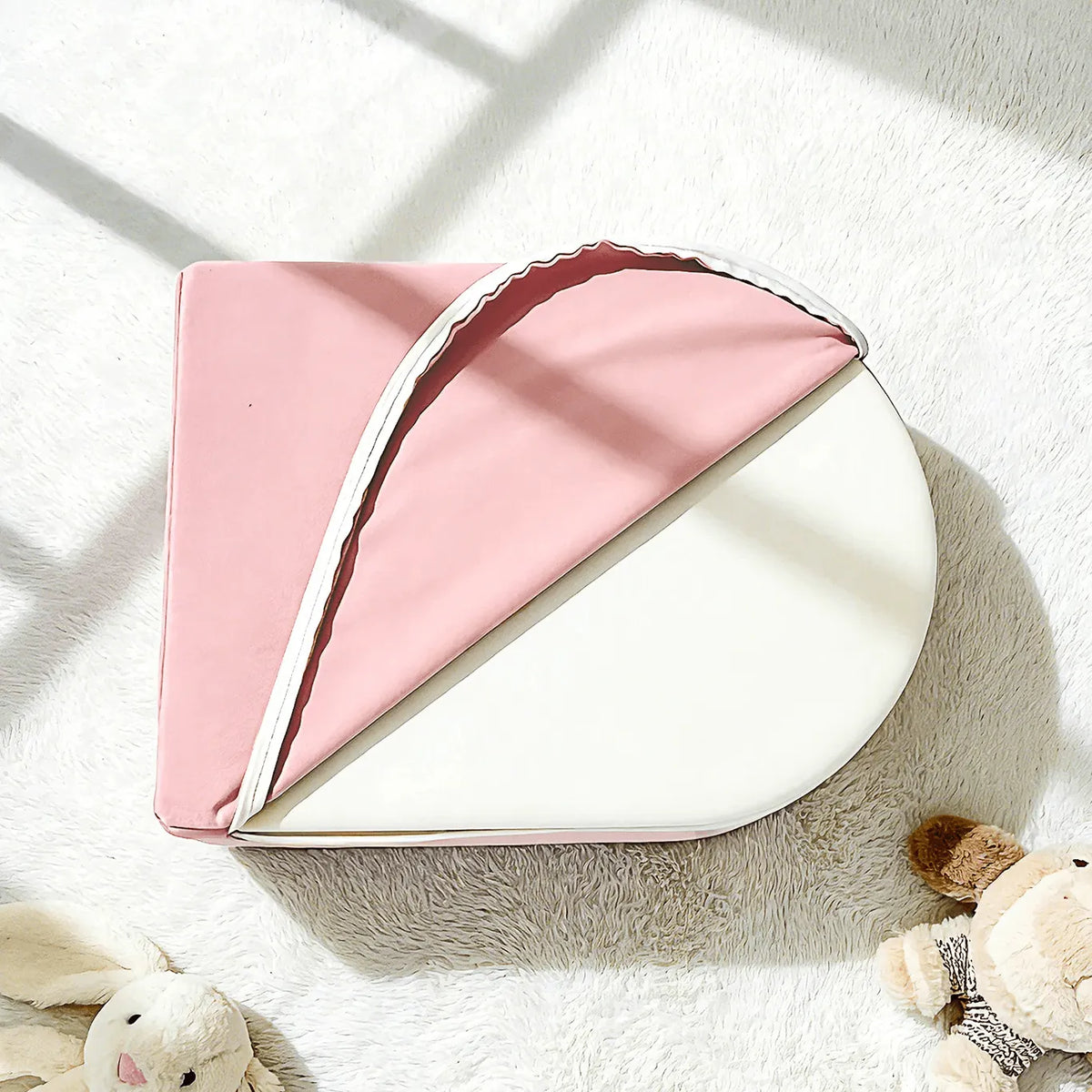 Velvet Pink Modular Play Sofa with Arch Cushions and Washable Covers
