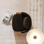 Velvet Sculptural Swivel Lounge Chair with Gold Frame, Wraparound Comfort