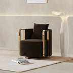 Velvet Sculptural Swivel Lounge Chair with Gold Frame, Wraparound Comfort