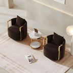 Velvet Sculptural Swivel Lounge Chair with Gold Frame, Wraparound Comfort