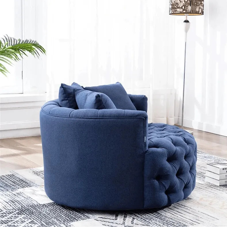 Velvet Tufted Round Sofa Accent Chair With Swivel Lounge Silhouette