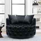 Velvet Tufted Round Sofa Accent Chair With Swivel Lounge Silhouette