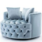 Velvet Tufted Round Sofa Accent Chair With Swivel Lounge Silhouette