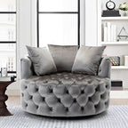 Velvet Tufted Round Sofa Accent Chair With Swivel Lounge Silhouette