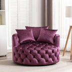 Velvet Tufted Round Sofa Accent Chair With Swivel Lounge Silhouette