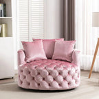 Velvet Tufted Round Sofa Accent Chair With Swivel Lounge Silhouette