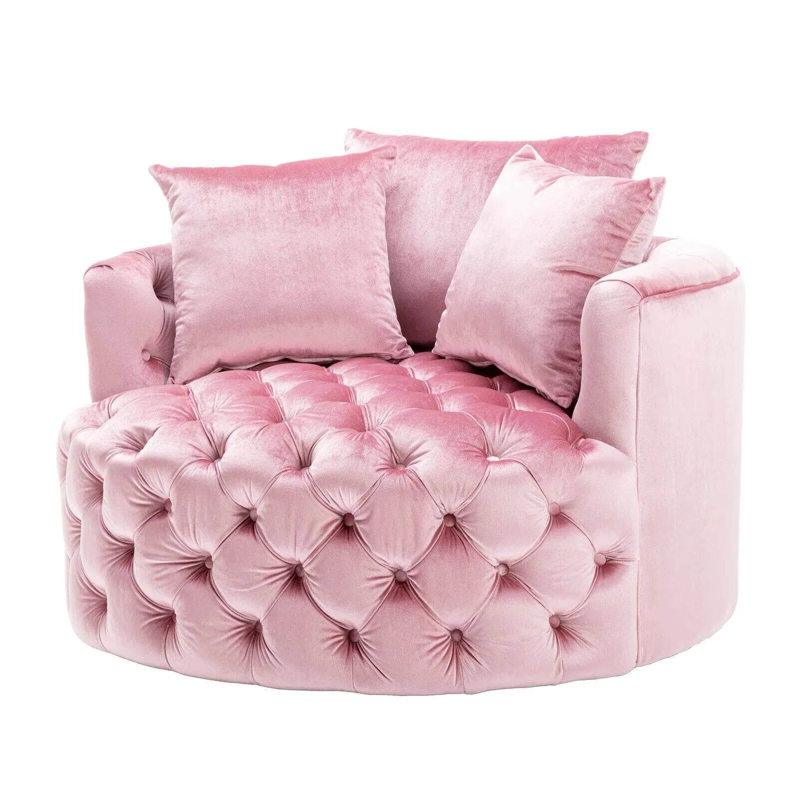 Velvet Tufted Round Sofa Accent Chair With Swivel Lounge Silhouette