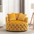 Velvet Tufted Round Sofa Accent Chair With Swivel Lounge Silhouette