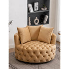 Velvet Tufted Round Sofa Accent Chair With Swivel Lounge Silhouette