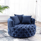 Velvet Tufted Round Sofa Accent Chair With Swivel Lounge Silhouette Main Product Image