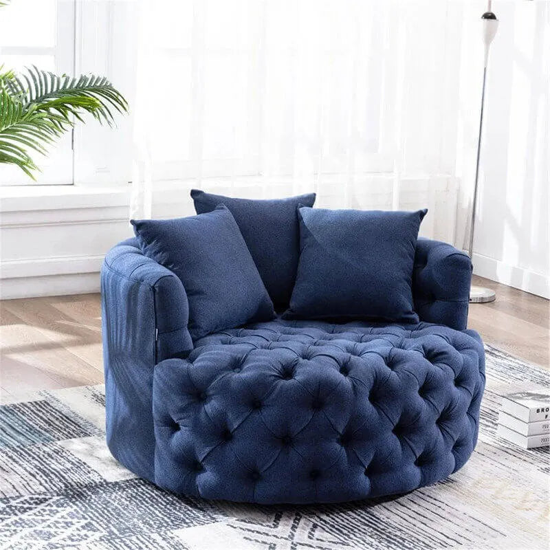 Velvet Tufted Round Sofa Accent Chair With Swivel Lounge Silhouette Main Product Image Main image
