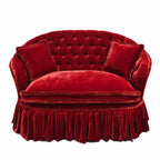 Velvet Tufted Ruffle Skirt Sofa with Curved Back for Dramatic Living Spaces