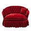 Velvet Tufted Ruffle Skirt Sofa with Curved Back for Dramatic Living Spaces