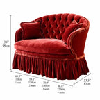 Velvet Tufted Ruffle Skirt Sofa with Curved Back for Dramatic Living Spaces Dimensions