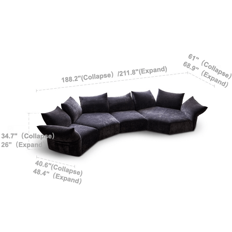 Versatile Petal Sofa with Foldable Components for Flexible Layouts