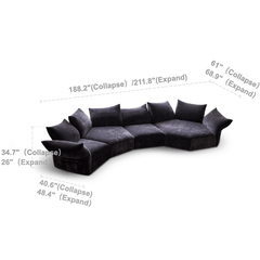 Versatile Petal Sofa with Foldable Components for Flexible Layouts