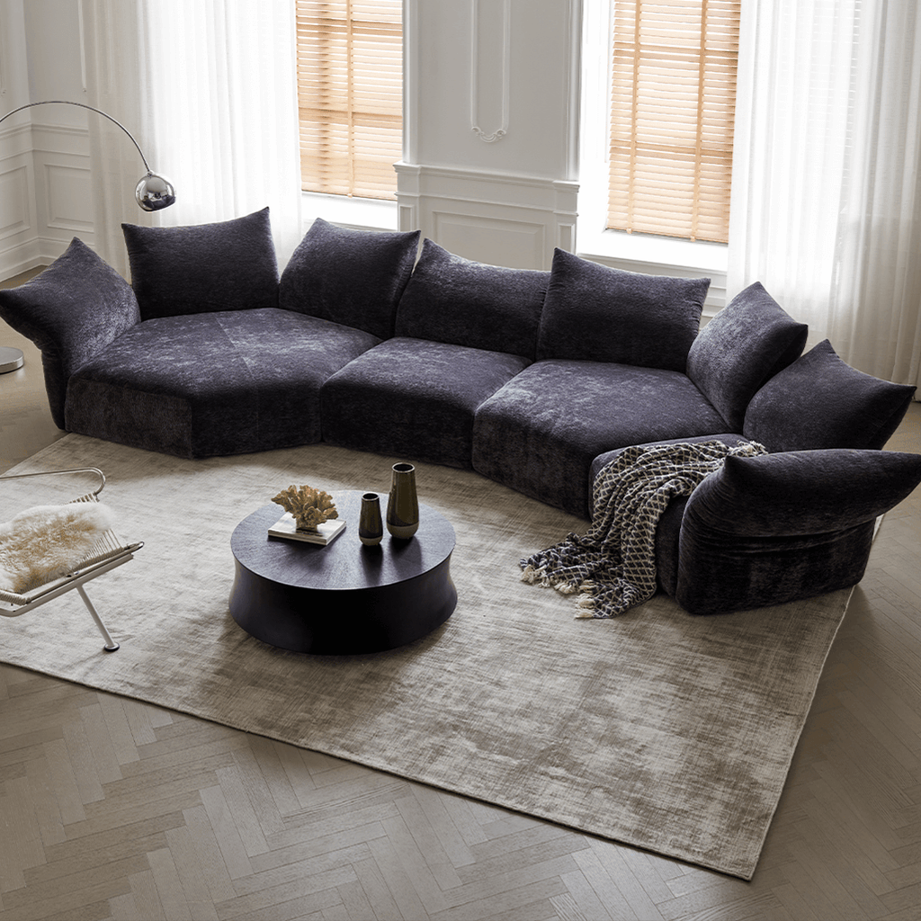 Versatile Petal Sofa with Foldable Components for Flexible Layouts