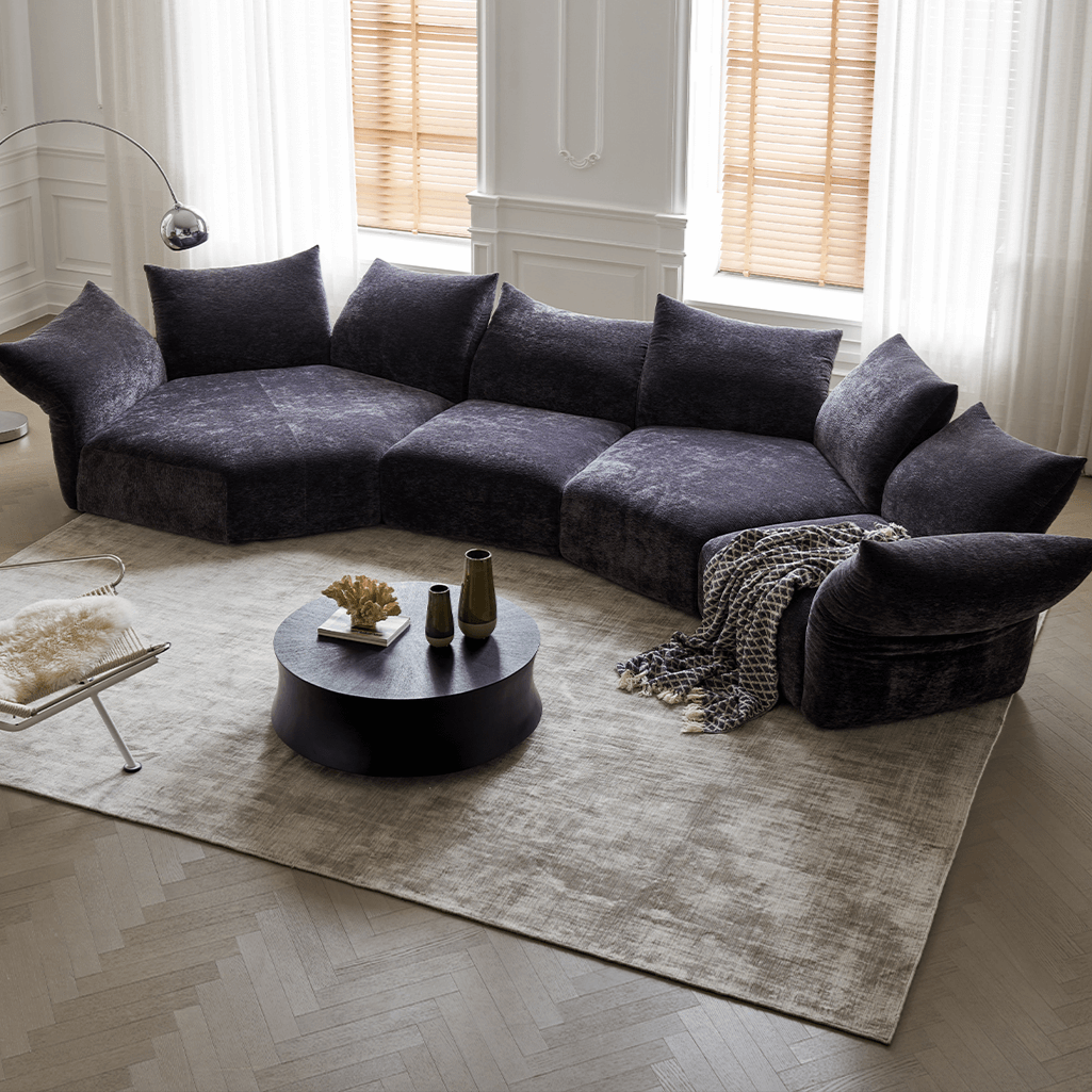 Versatile Petal Sofa with Foldable Components for Flexible Layouts