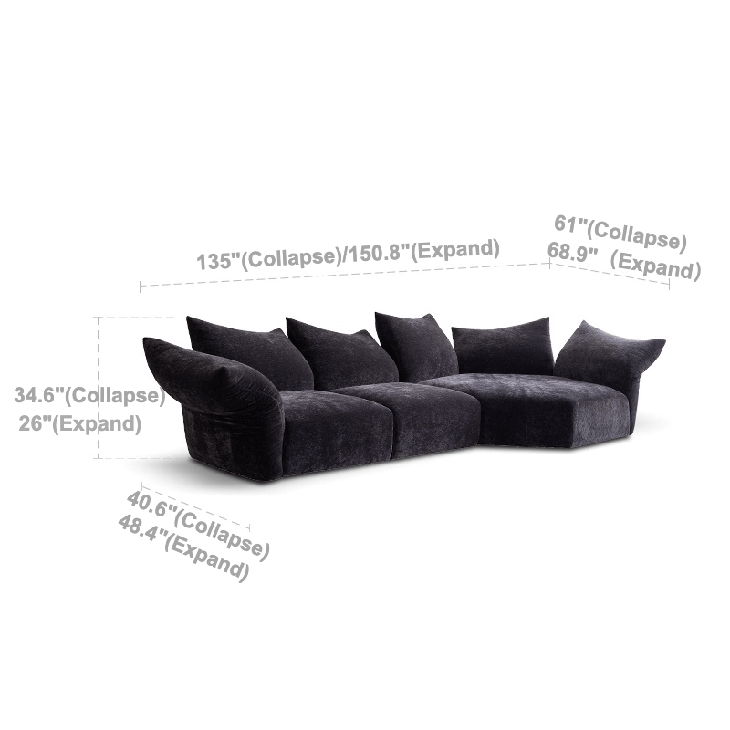 Versatile Petal Sofa with Foldable Components for Flexible Layouts