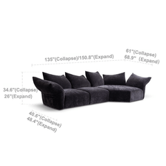 Versatile Petal Sofa with Foldable Components for Flexible Layouts
