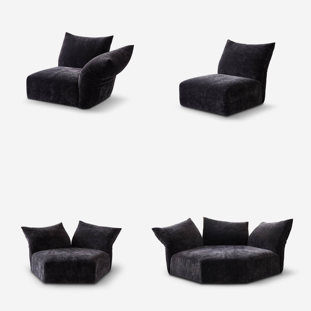 Versatile Petal Sofa with Foldable Components for Flexible Layouts
