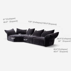 Versatile Petal Sofa with Foldable Components for Flexible Layouts Dimensions