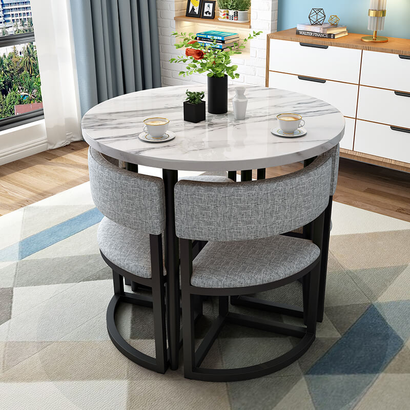 Versatile Round Table With Comfortable Nesting Chairs