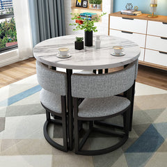 Versatile Round Table With Comfortable Nesting Chairs